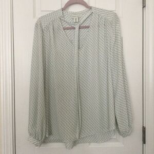 Blue and Cream patterned Blouse